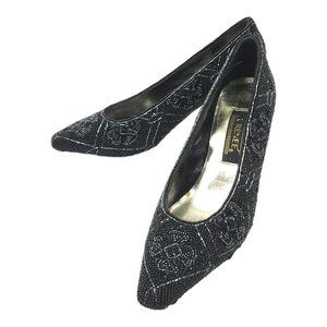 J Renee Black Beaded Heels Vintage Evening Pumps READ TIPS MISSING 7.5 N Shoes